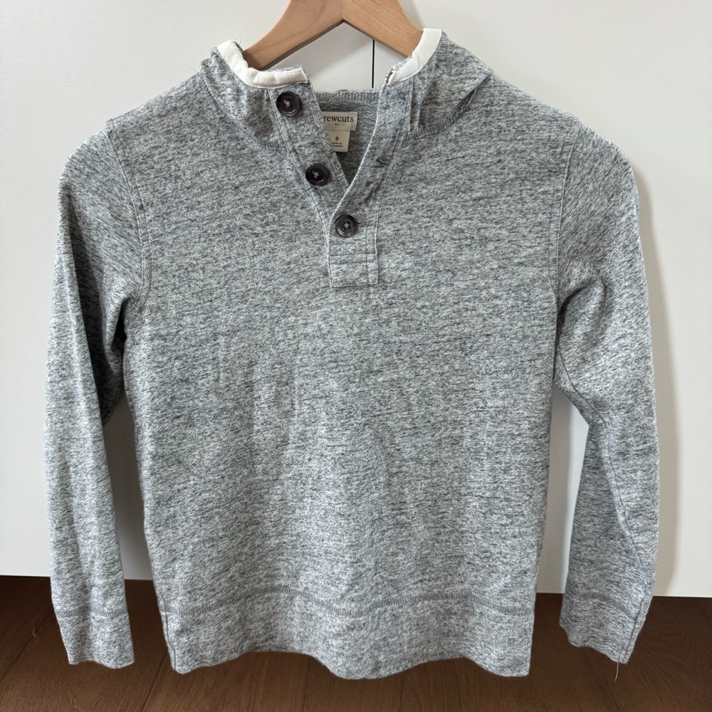 Crewcuts factory | size 8 | grey button up pull over with hood